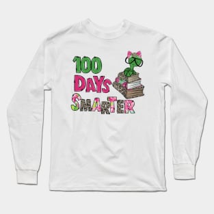 Cute Turtle ,100 Days Smarter, Kids School Celebration Long Sleeve T-Shirt